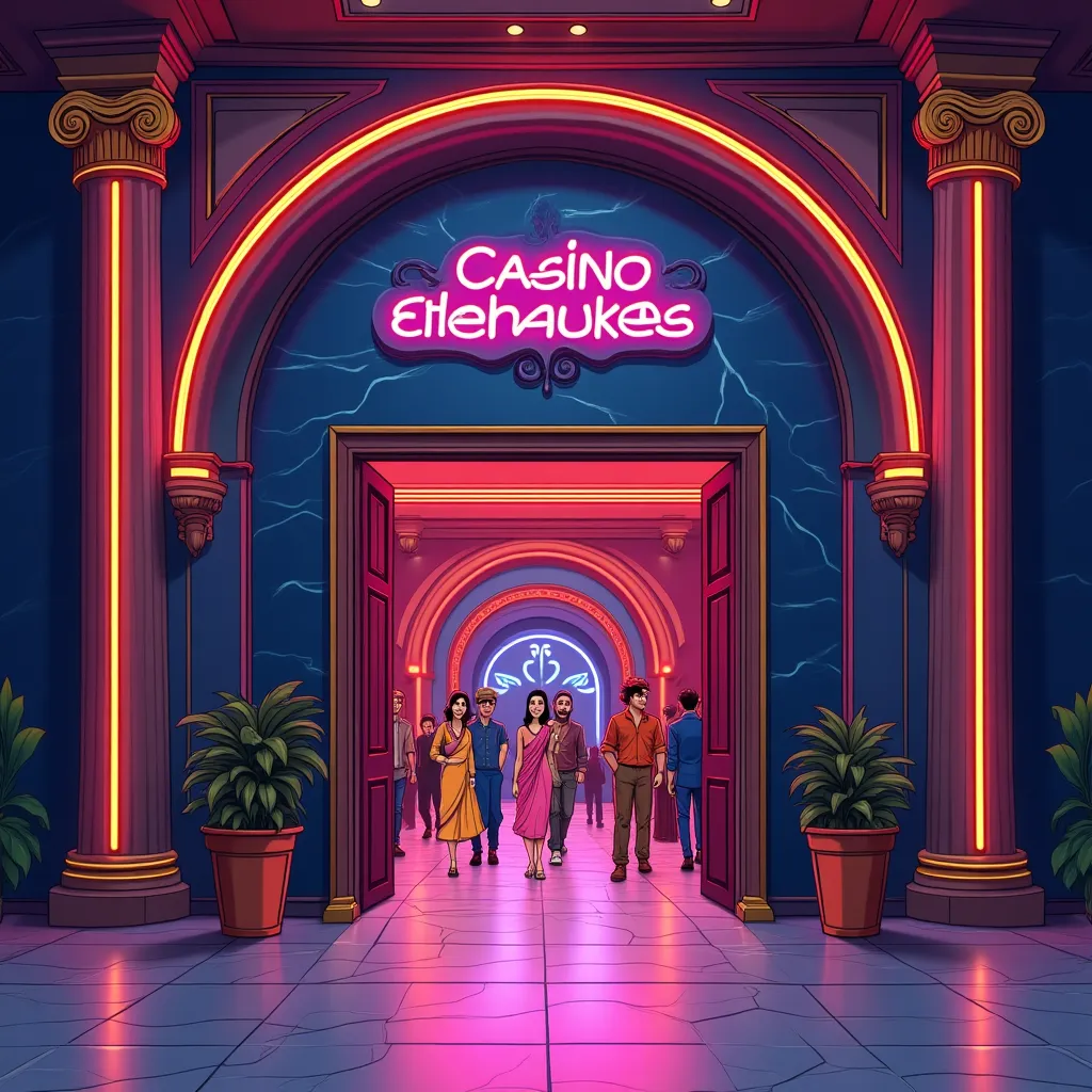 bwin live casino hero illustration with neon dealer tables